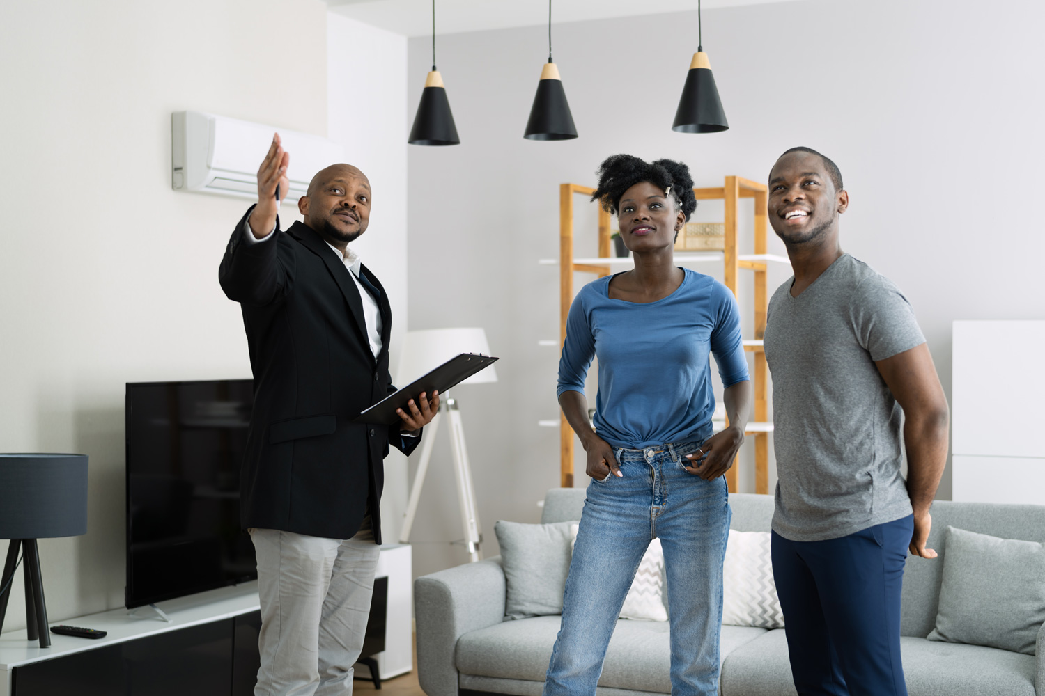 Agent Showing New Real Estate To African Couple