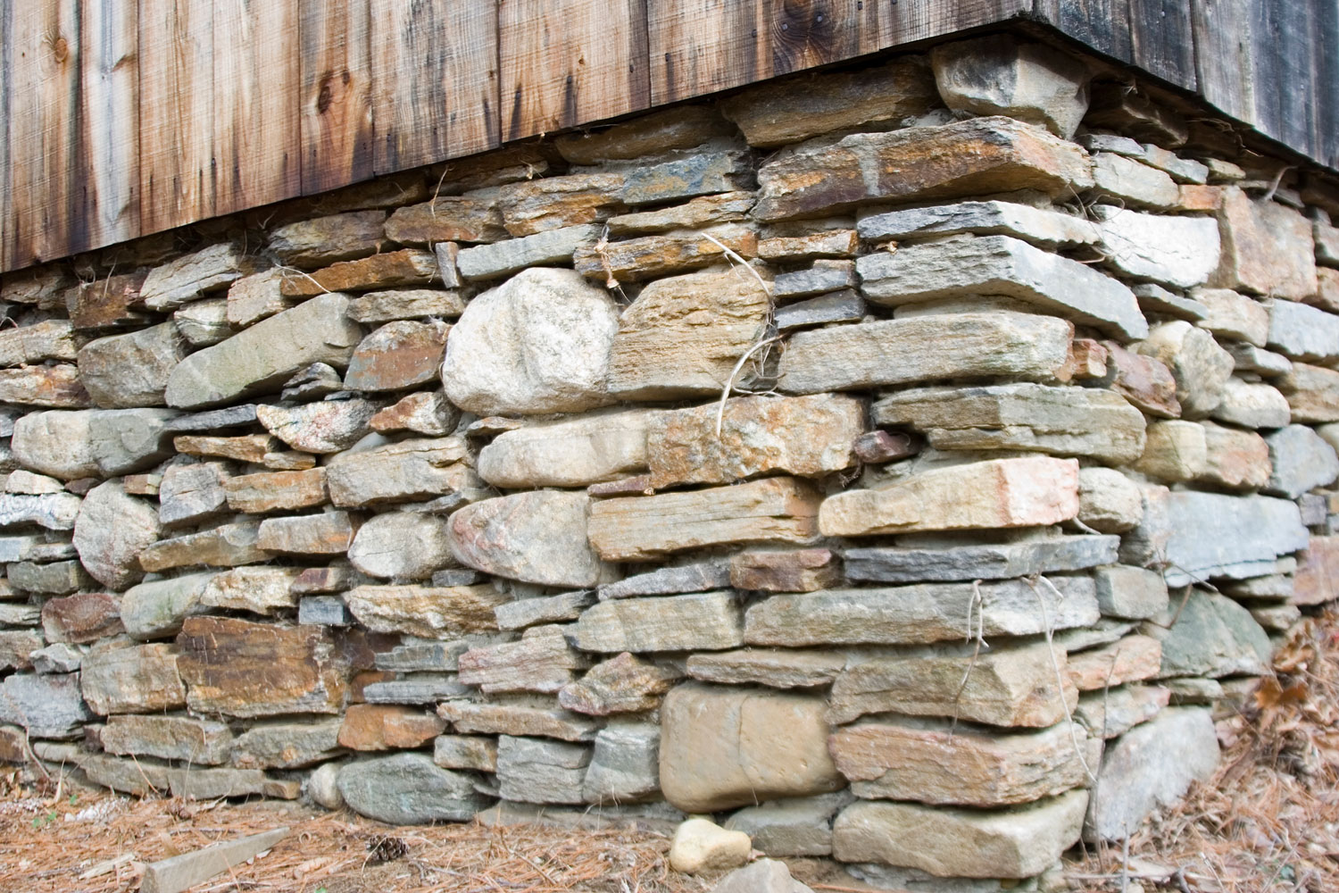 Decorative stone cladding used for covering the house foundation