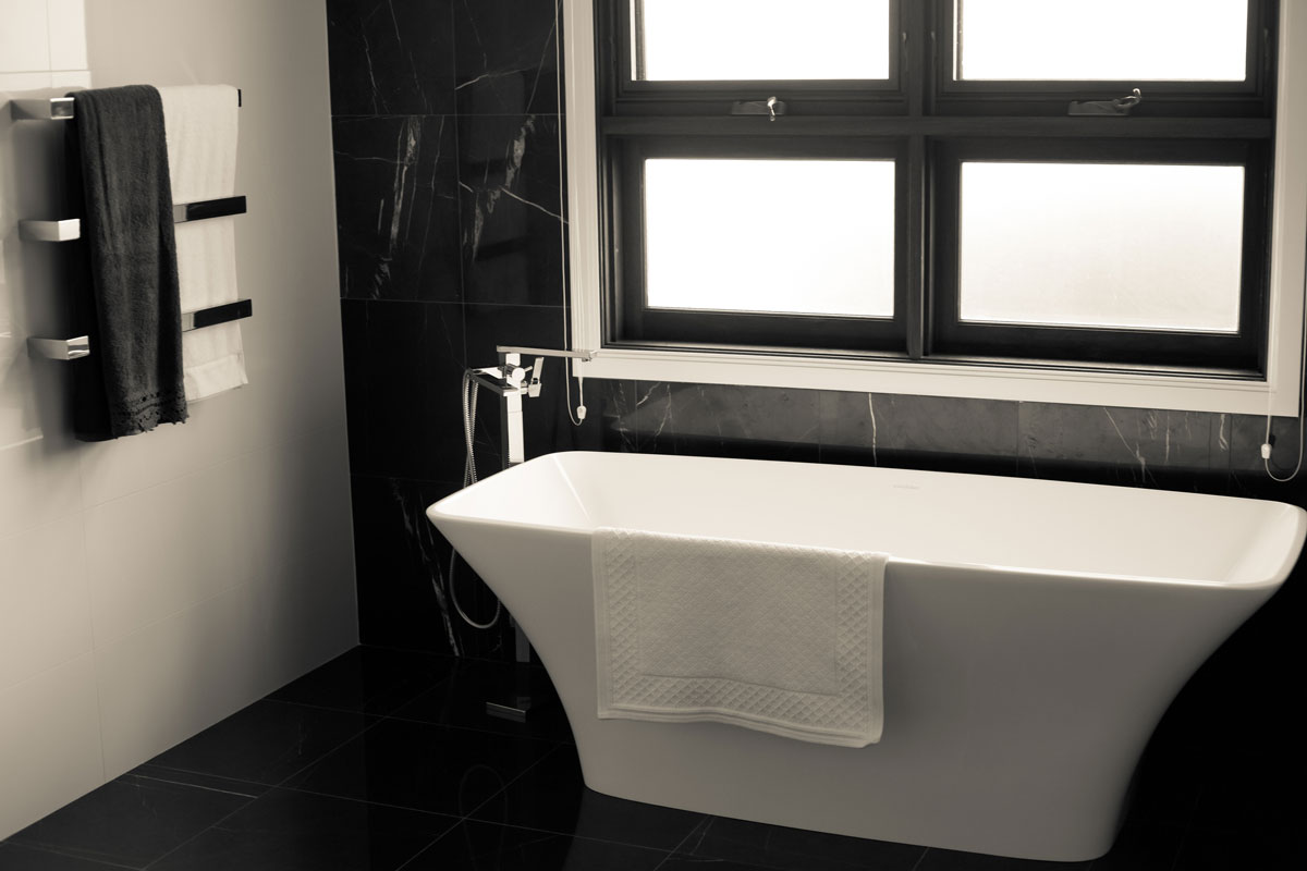 Elegant white and black design of bathroom