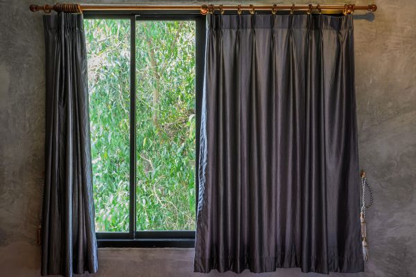 Glass window curtain with dark gray curtain, Different Length Curtains In Same Room—Can You Pull It Off?