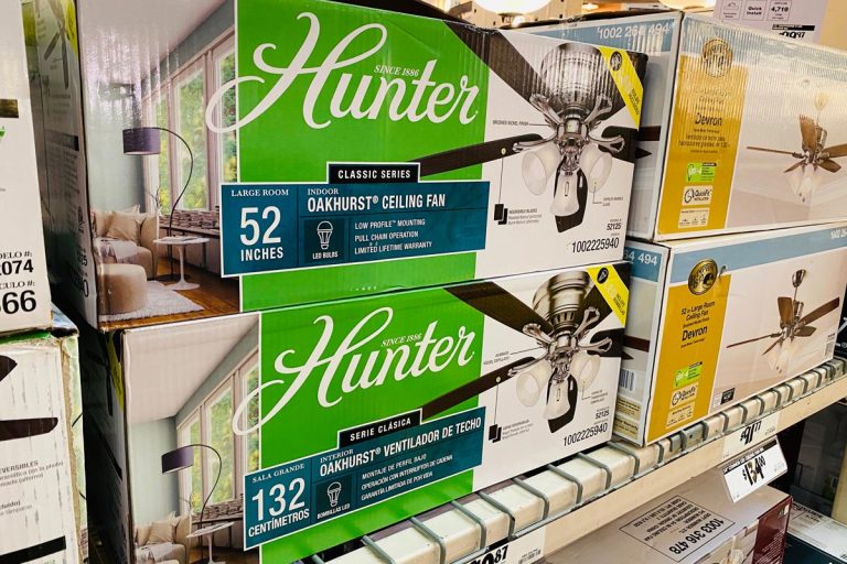 A hunter brand of ceiling fans in boxes on shelf, How To Find The Model Number On A Hunter Ceiling Fan