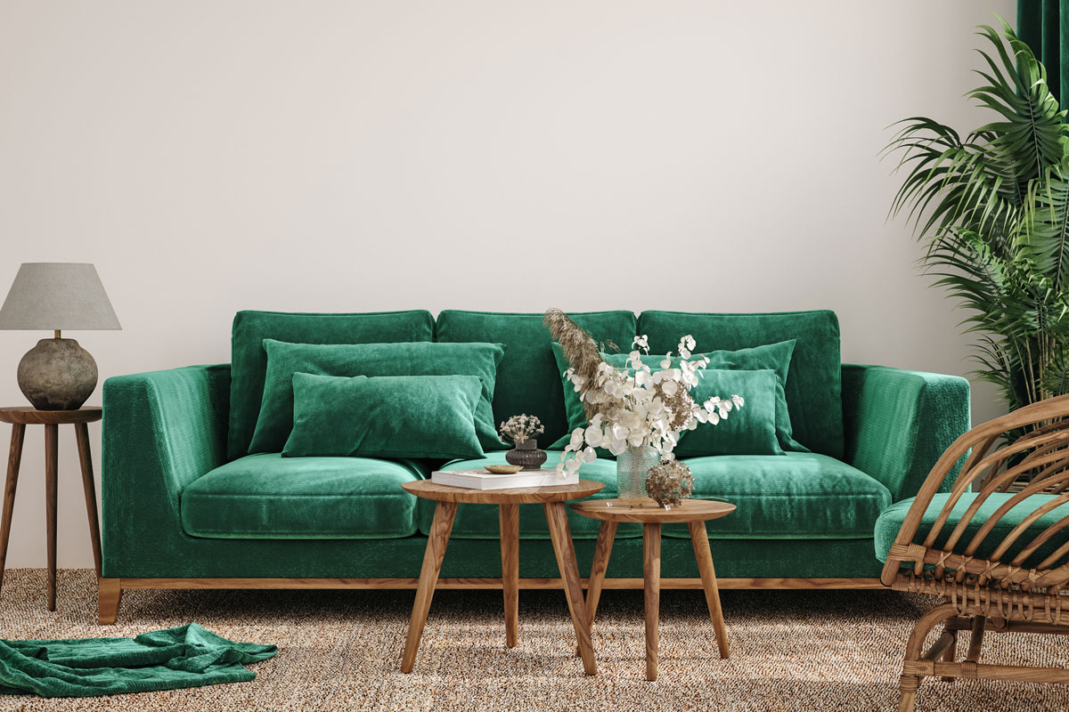 Modern Interior Living room with green sofa