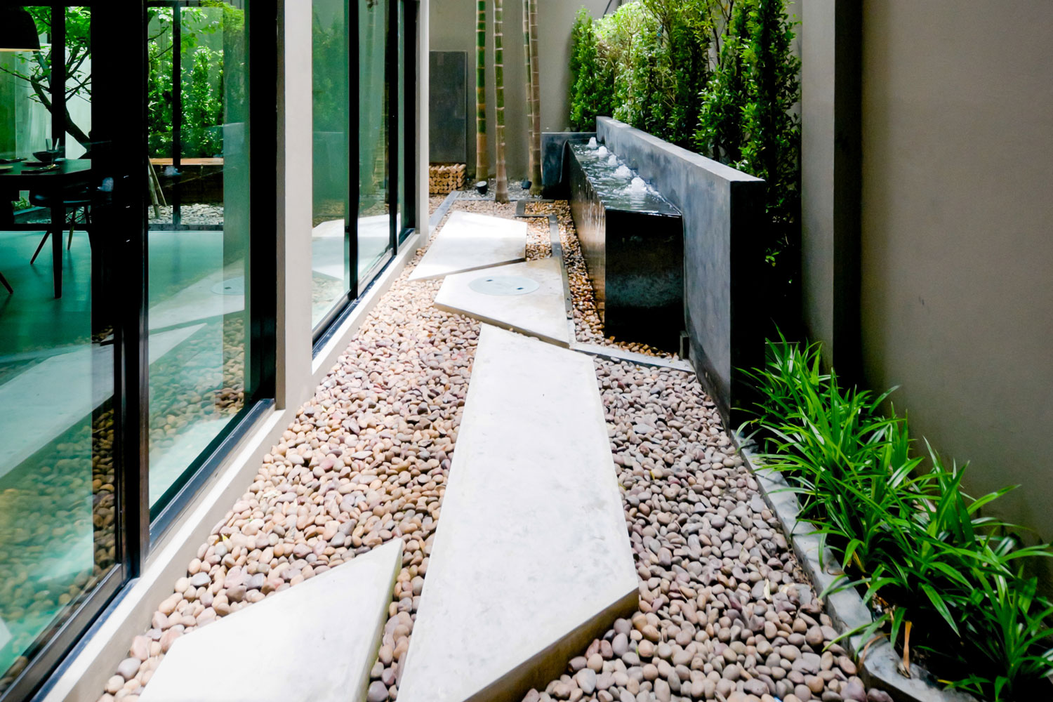 Pebble stones for a decorative pathway