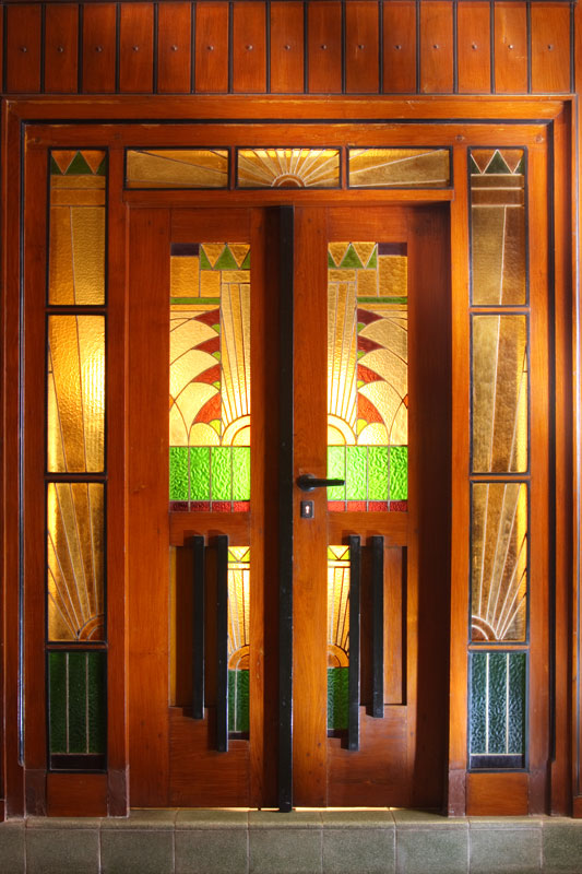 Stained glass art deco door
