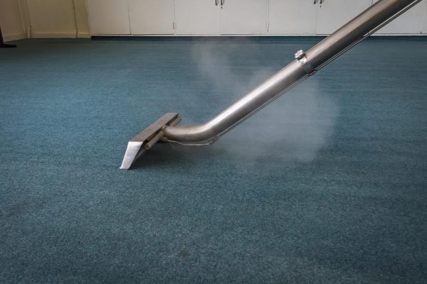 Steam carpet cleaning with steam and wand