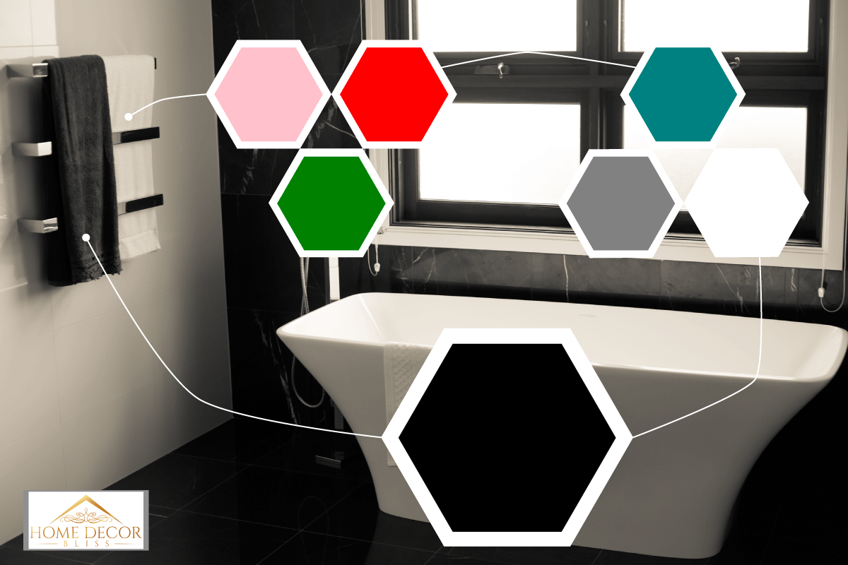 Elegant white and black design of bathroom, What Color Towels For A Black And White Bathroom?