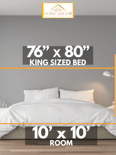 A spacious bedroom with a king sized bed, gray header wall and laminated flooring, Will A King Size Bed Fit In A 10X10 Room?