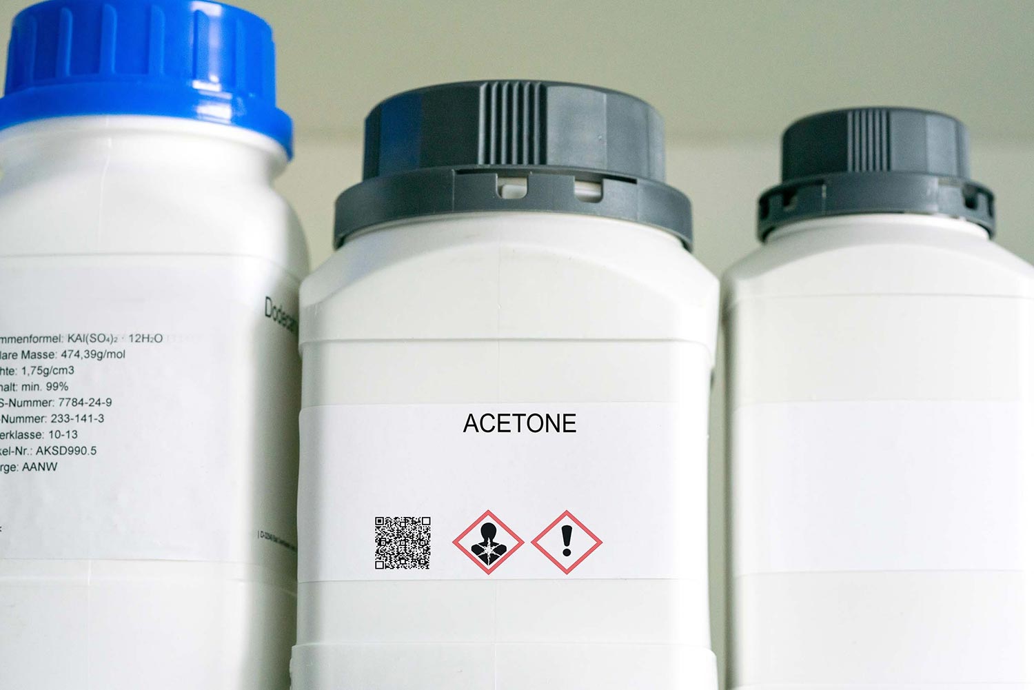 Acetone hazardous chemical in laboratory packaging