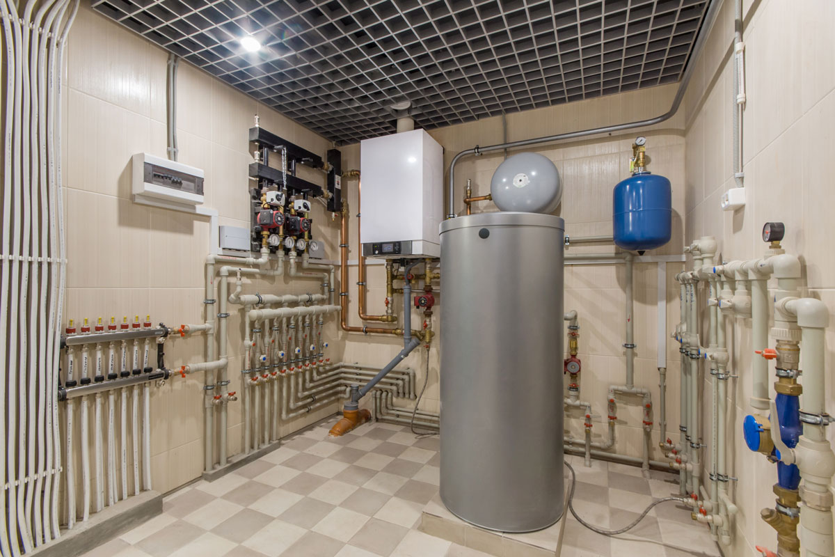 Boiler room with a heating system