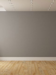 Empty minimalist room with gray wall on background and plant on wooden stool, How To Fix Walls That Are Too Thin?