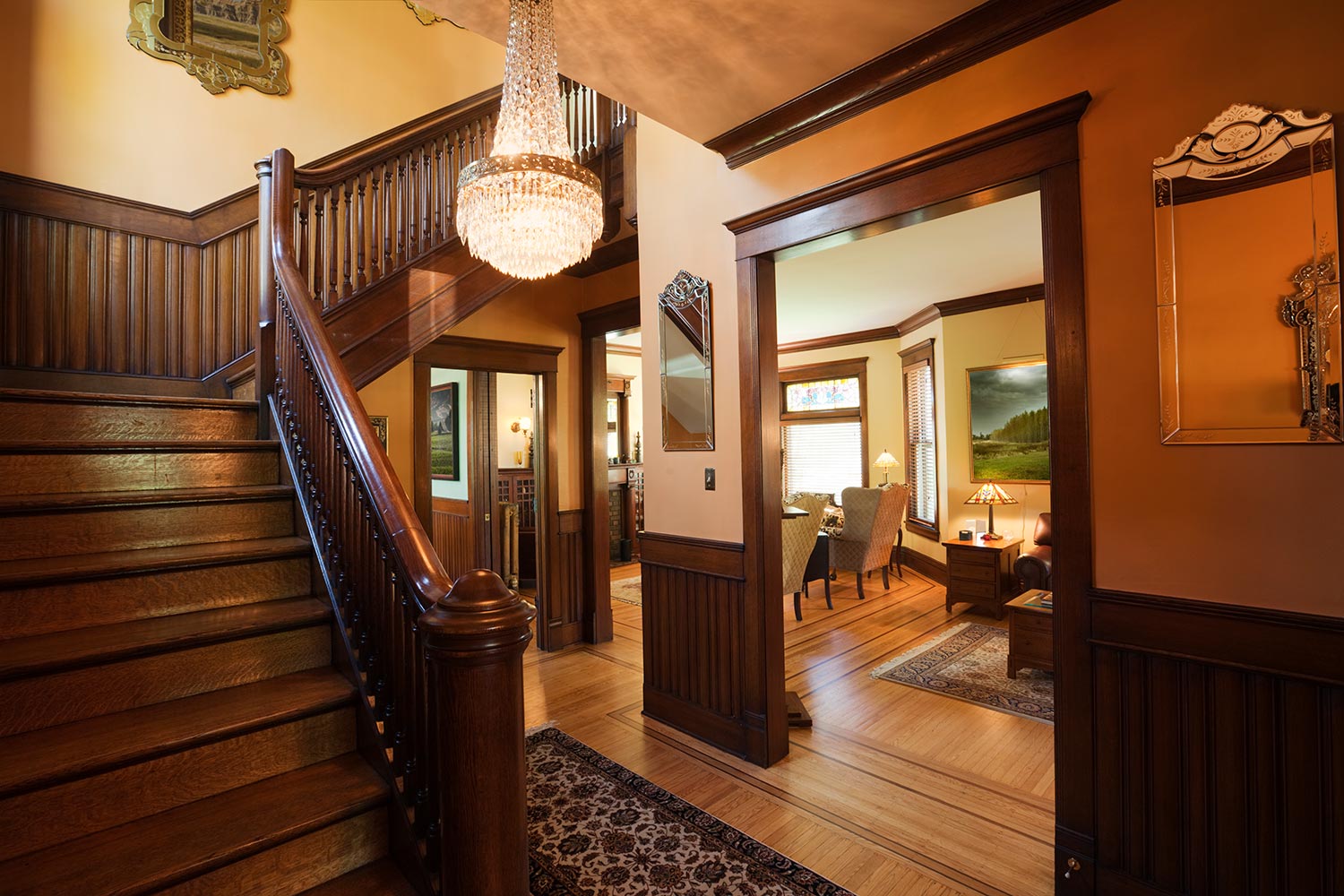 Entryway of an old restored Victorian style home