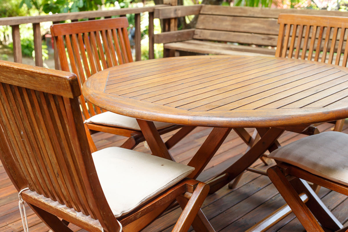 Gorgeous teak outdoor furniture for a dining area