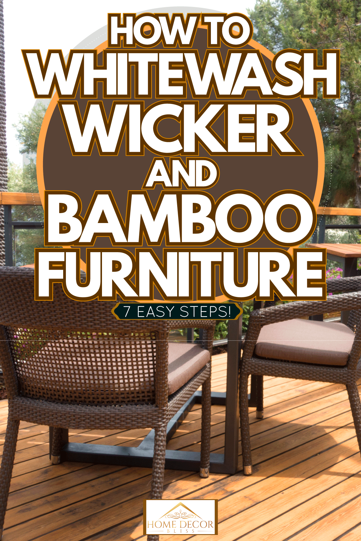Brown wicker furniture's, hardwood tables at a view deck for a beach, Brown wicker furniture's, hardwood tables at a view deck for a beach, How To Whitewash Wicker And Bamboo Furniture [7 Easy Steps!]