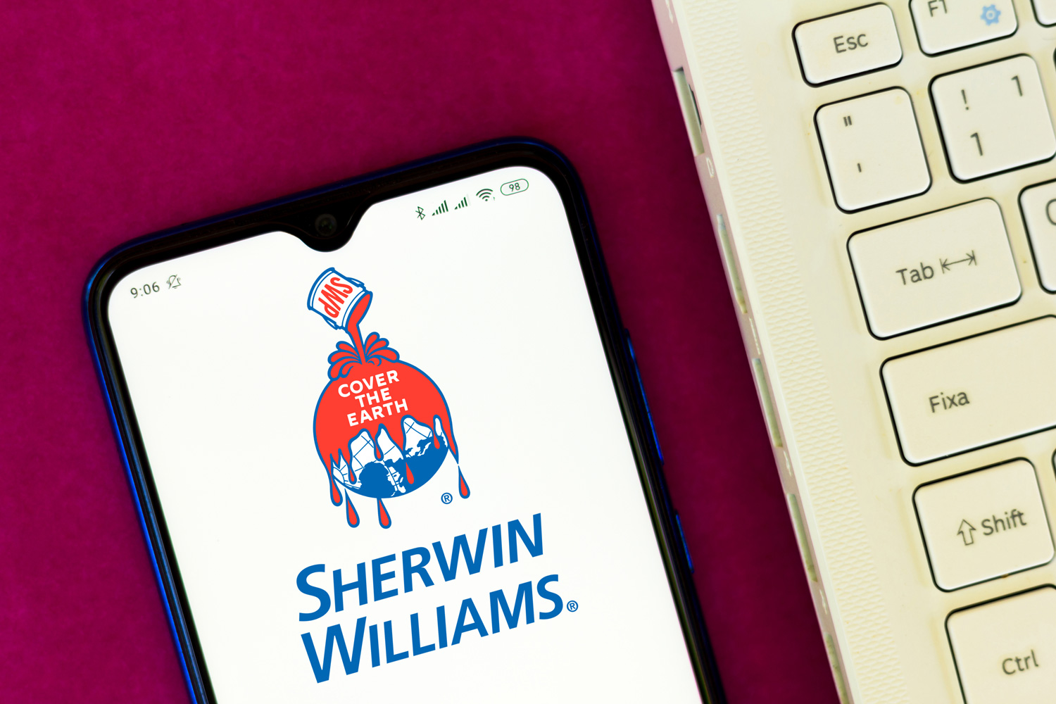 In this photo illustration the Sherwin-Williams Company logo seen displayed on a smartphone