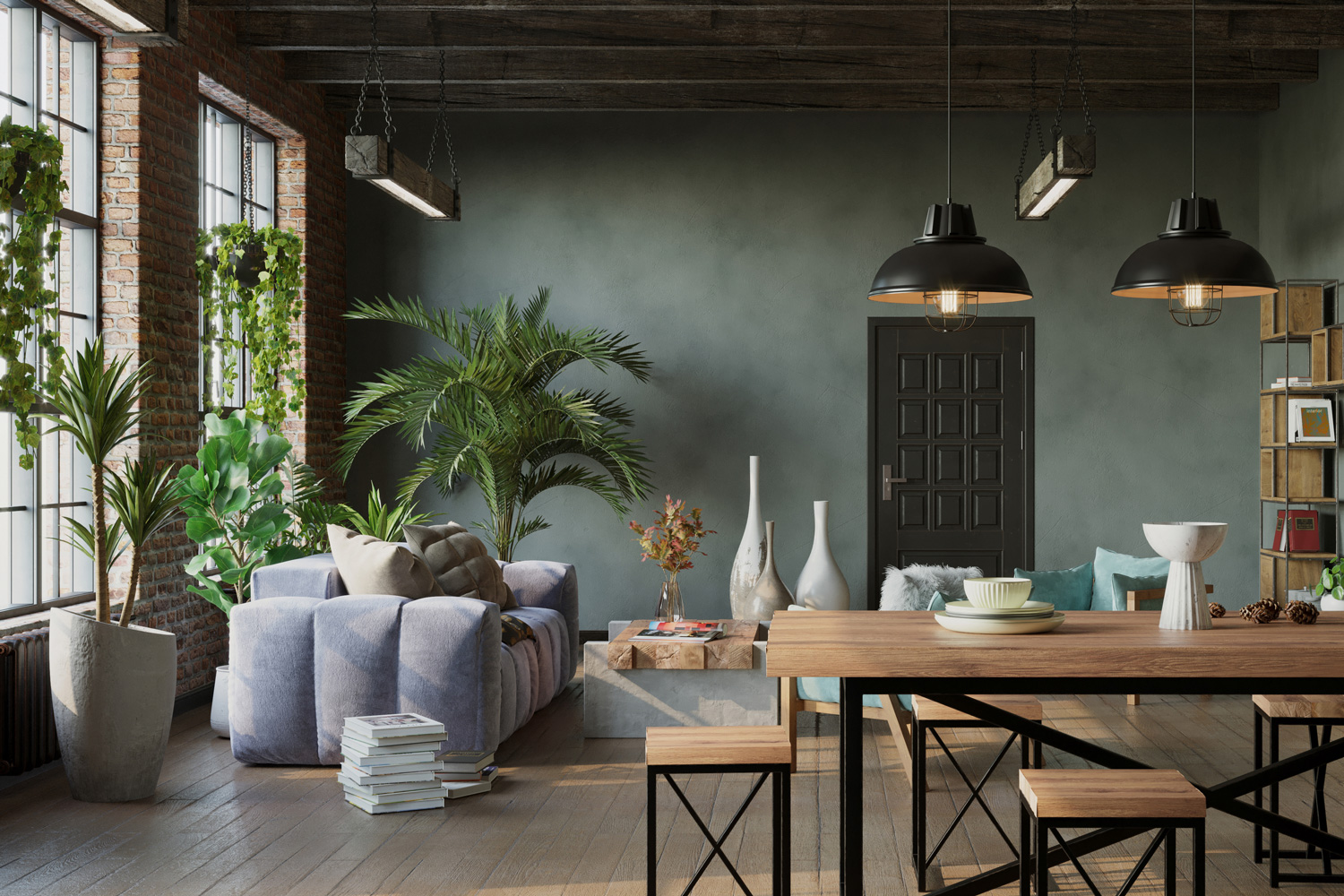 Industrial style of living room