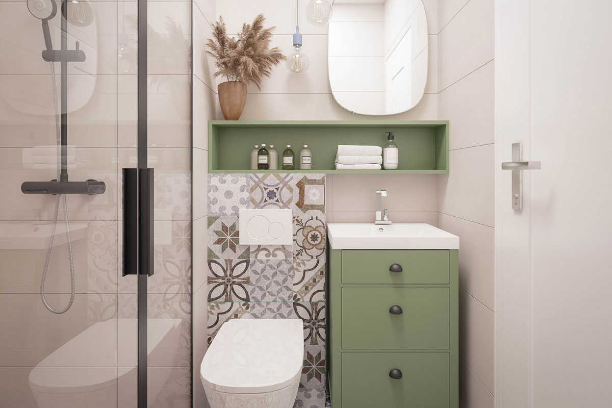 Interior Design. Architecture. Computer generated image of bathroom