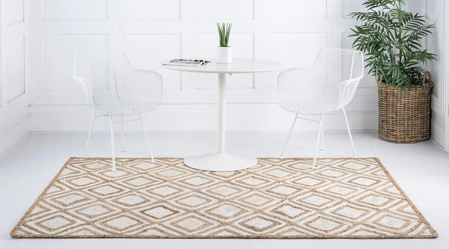 Modern geometry living area room jute rugs