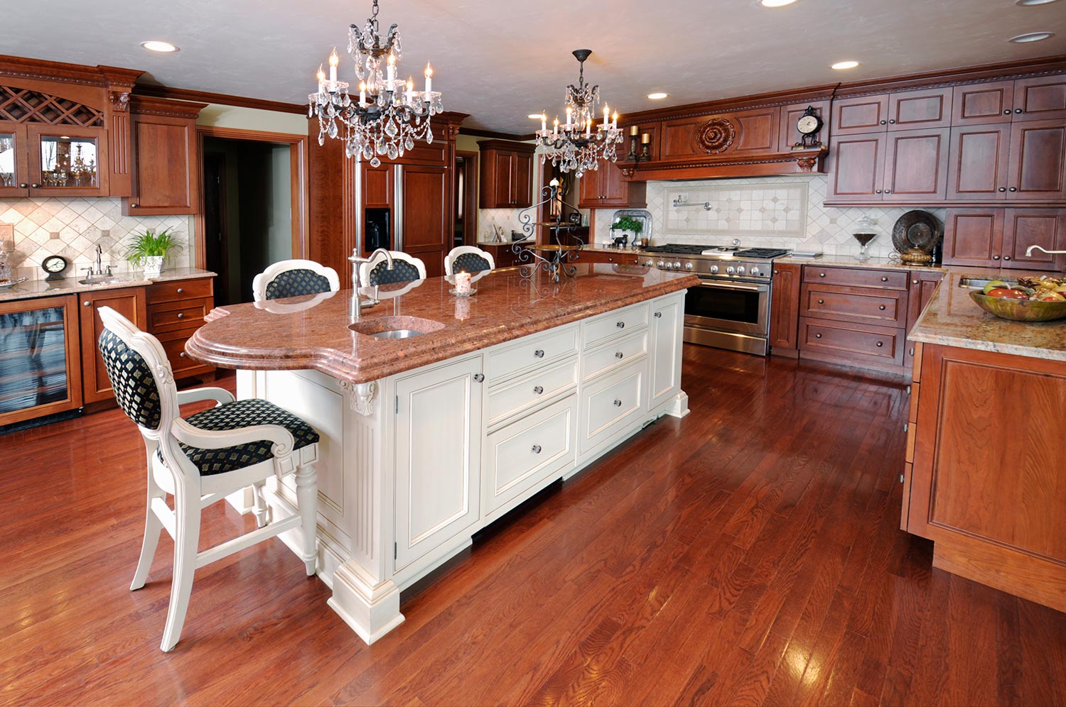 Modern kitchen with oak cabinet