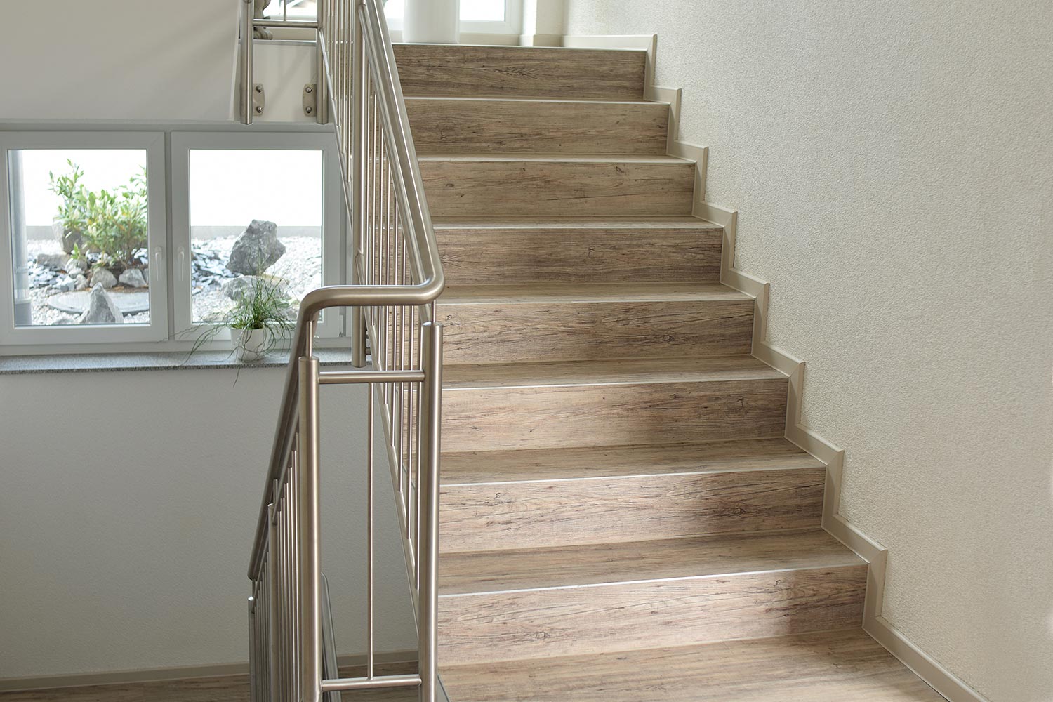 Modern staircase and stainless steel handrail