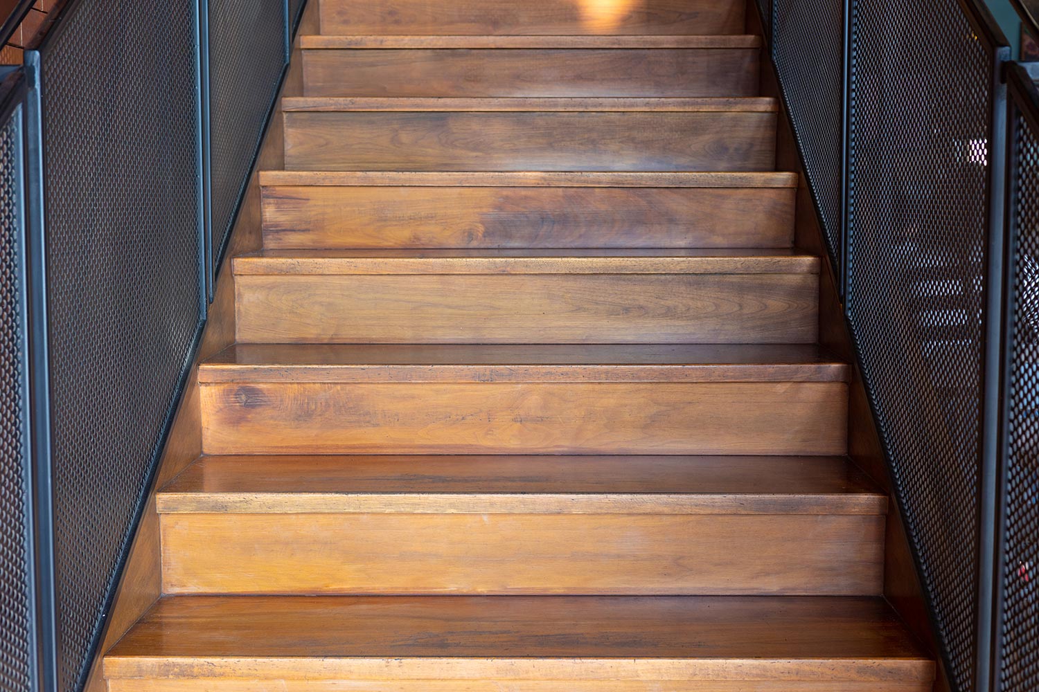 Perspective view of wooden stairway