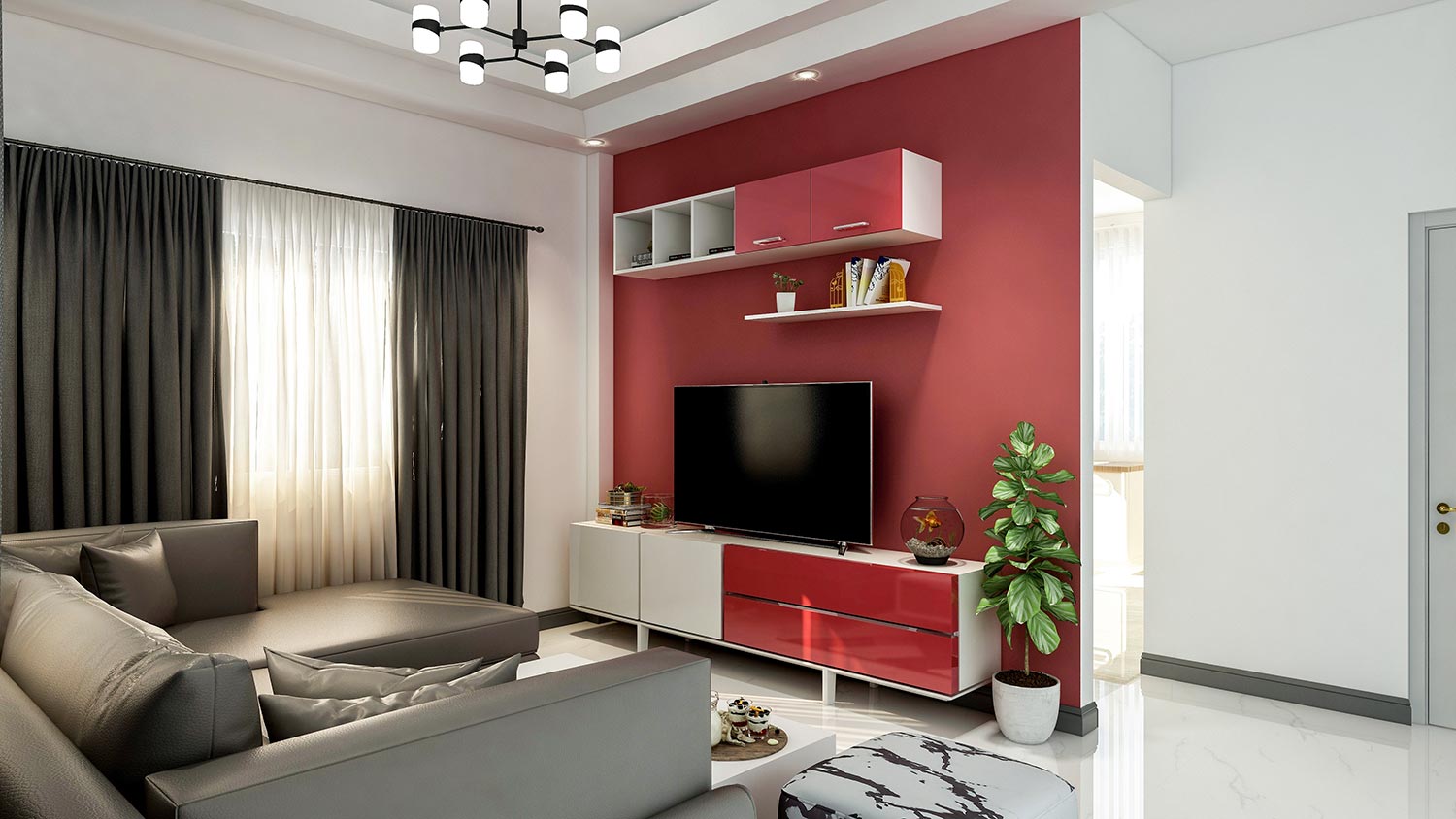 Small modern living room interior