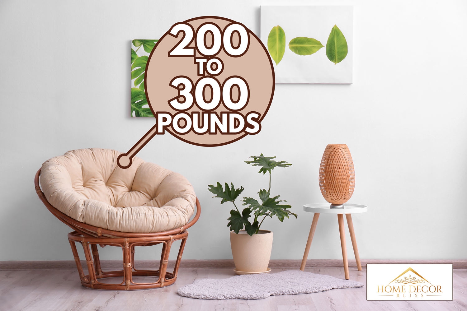 Stylish room interior with tropical leaves and papasan chair - How Much Weight Can A Papasan Chair Hold