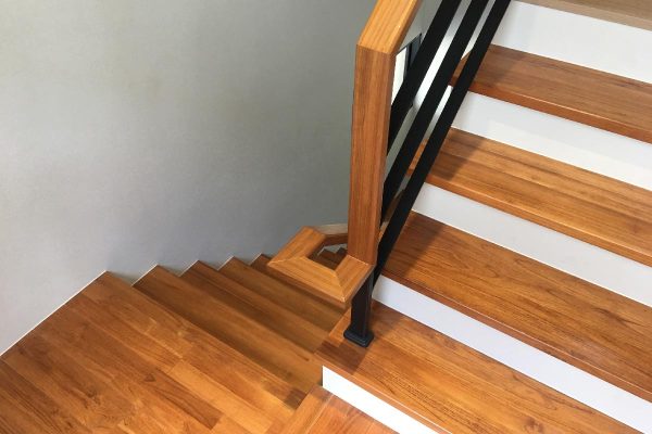 A vinyl wood stair with steel railing, How To Install Vinyl Flooring On Stairs