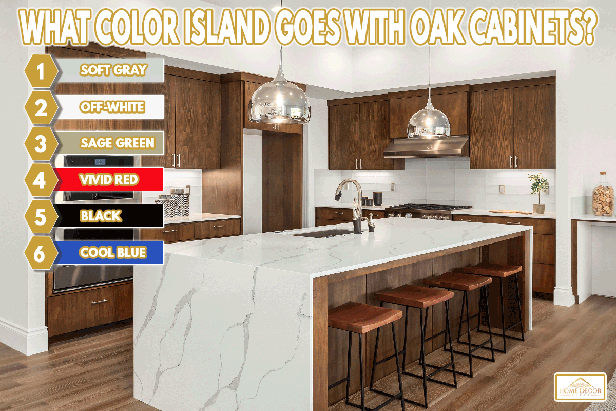 Kitchen in newly constructed luxury home, What Color Island Goes With Oak Cabinets?