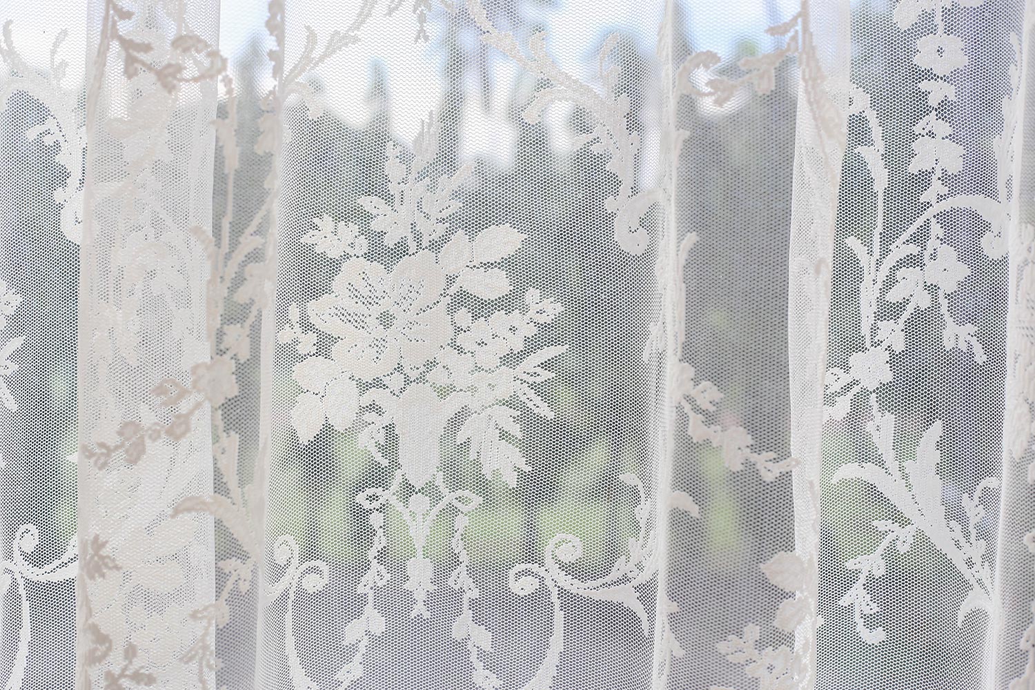 White lace curtains background