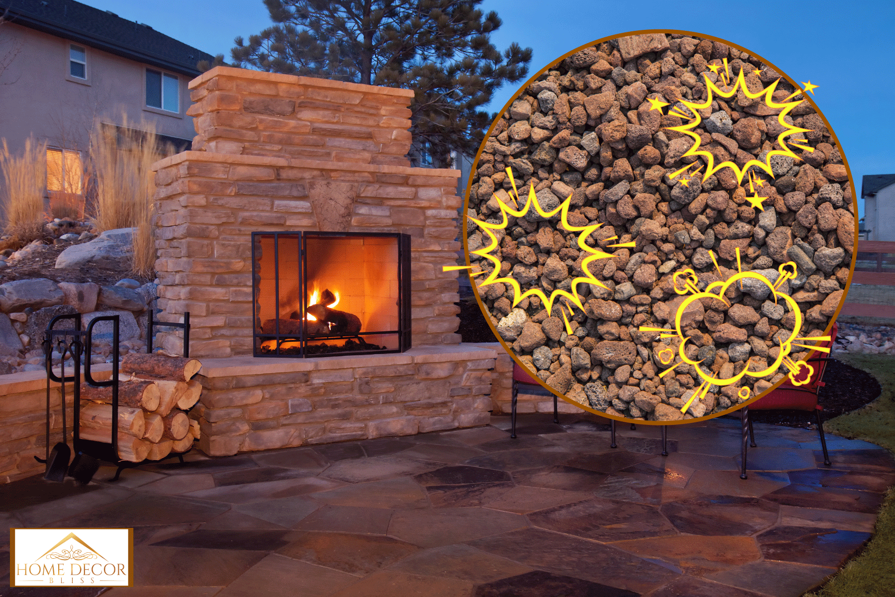 A tall fireplace with firewood's on the side, Why Are My Lava Rocks Popping?