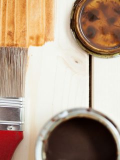 Wooden boards, brown paint and paintbrush, horizontal, How To Seal White Washed Wood