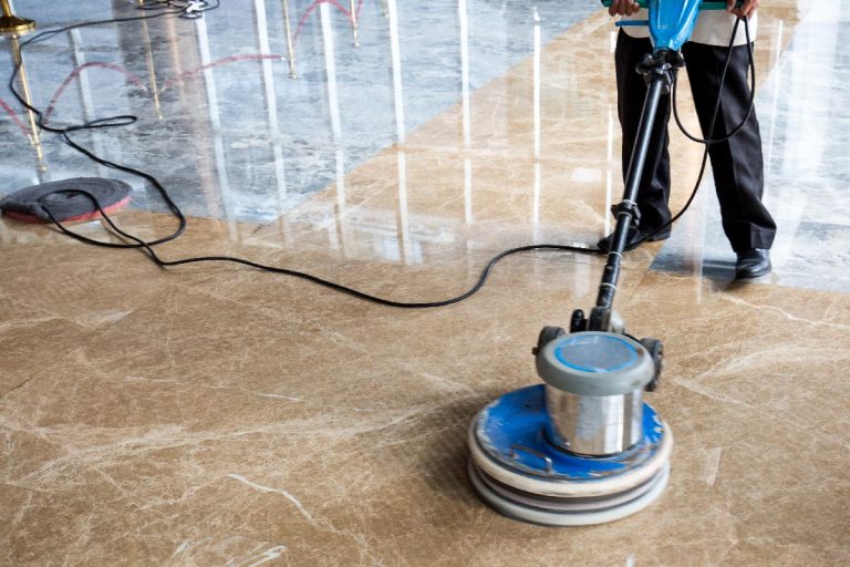 Worker cleaning marble floor using polishing machine, How To Restore Shine To Marble Floors