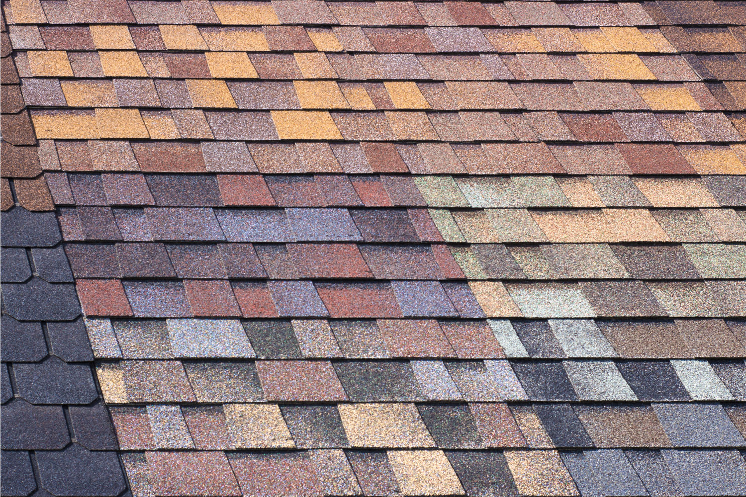 multi-colored bitumen shingles, a sample of the product advertising. 11 Roof Shingles Color Ideas And Options