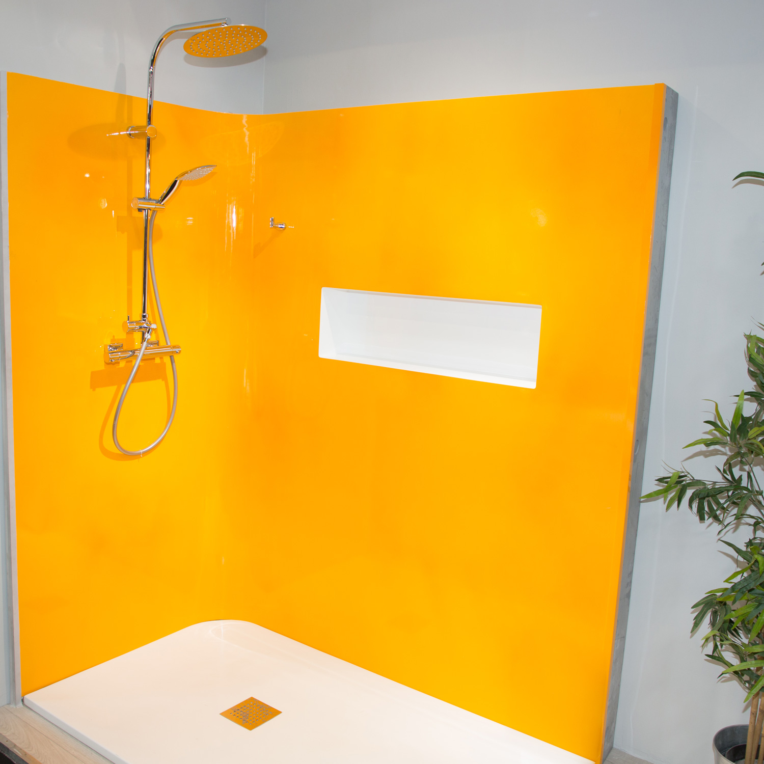 new concept of fiberglass or gelcoat shower in orange in apartment home house