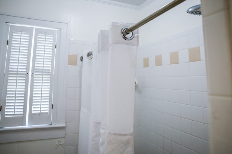white bathroom shower with vintage tile in old cottage - How To Wash A Shower Curtain With Bleach