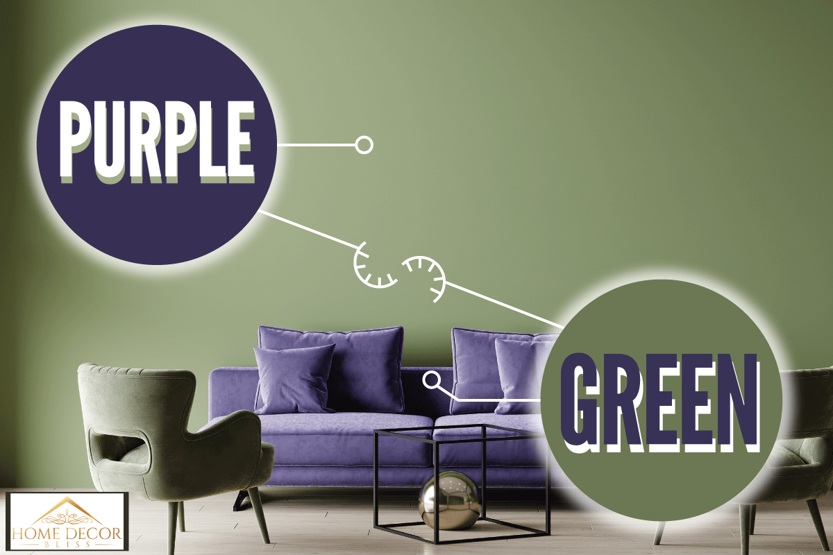 Large room with bright accent sofa and cozy armchairs, 11 Green And Purple Color Scheme Ideas