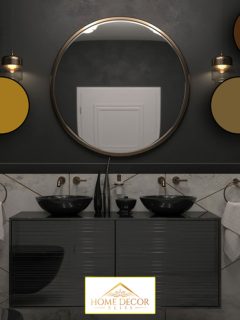 Luxury black bathroom with a double sink, Luxury black bathroom with a double sink, What Color Mirror With Black Vanity?