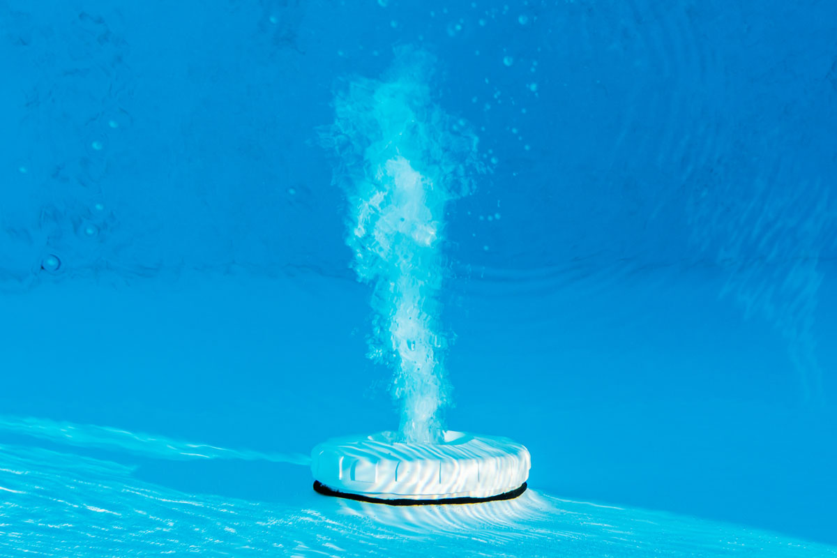 A nozzle filtration under a pool