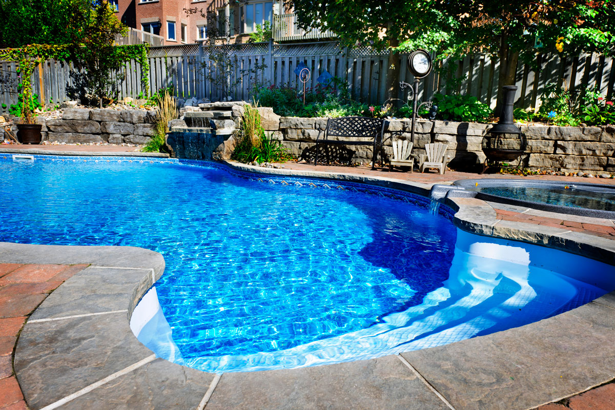 A small 8ft. backyard pool of a residential home