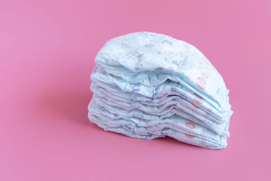 A small stack of baby diapers
