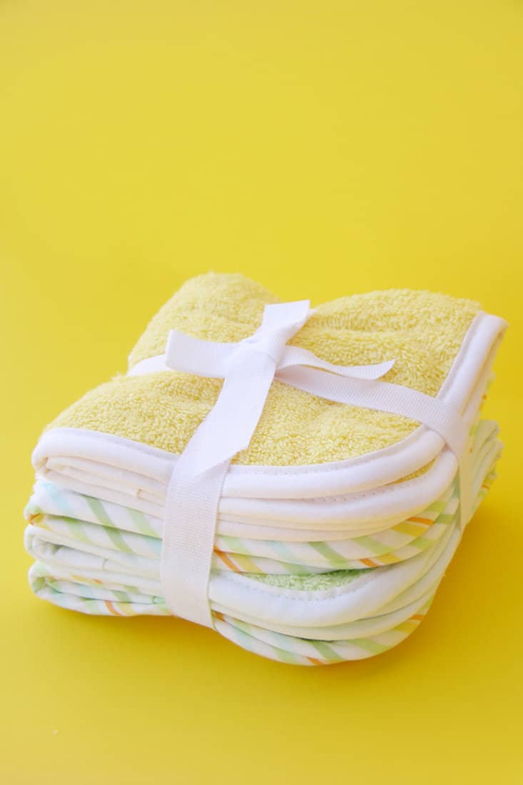 A small stock of baby bath cloths
