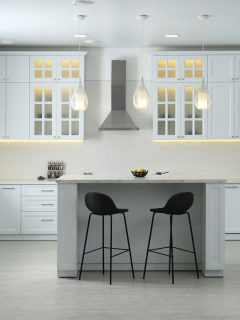Beautiful kitchen interior with new stylish furniture, How Much Space Between Island And Refrigerator?