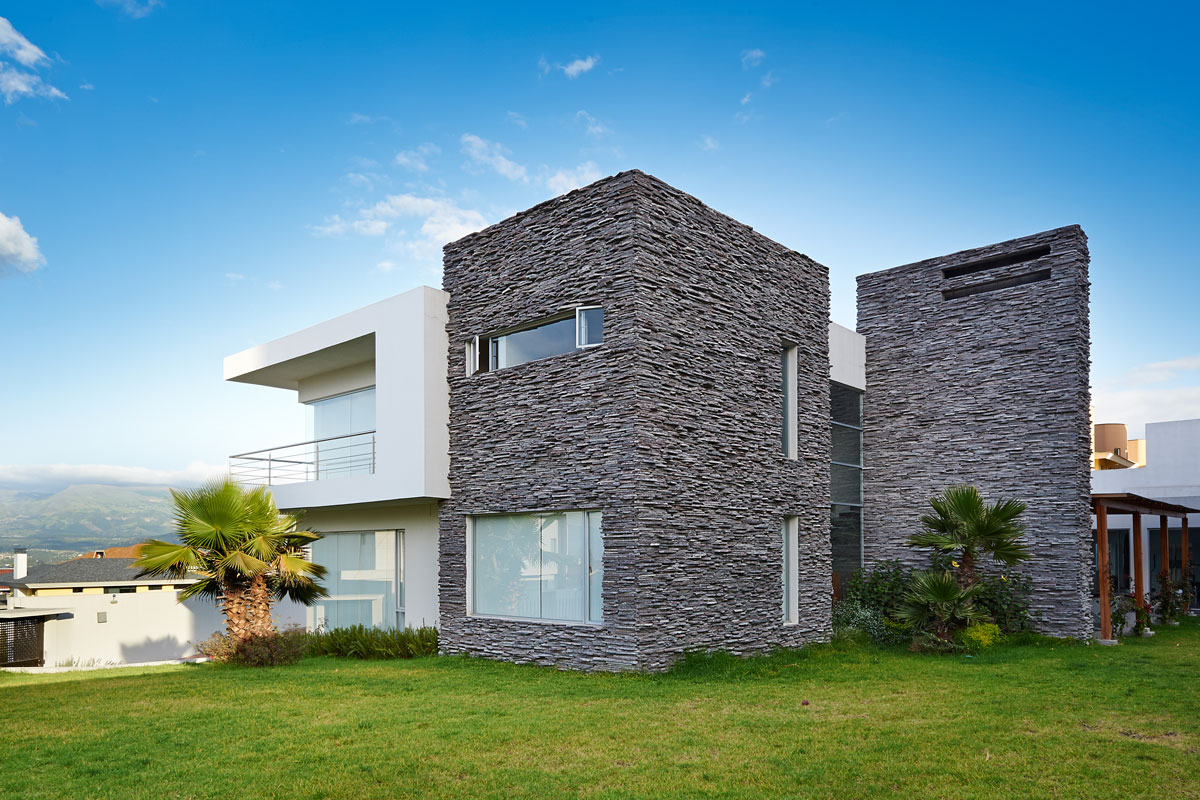 Big modern house with exterior stone house design