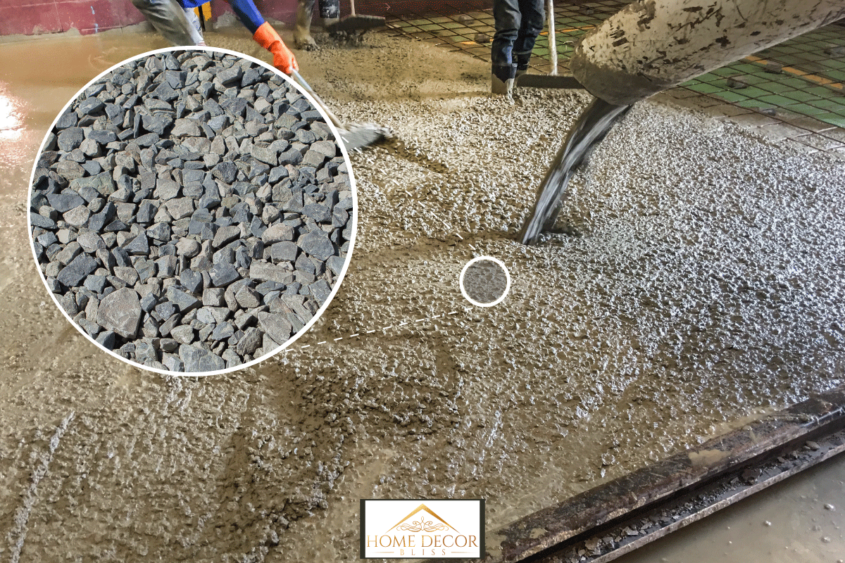Slump Concrete ready mix transport for building floor or road construction material with worker and leveling, Can You Pour Concrete Over Rocks?