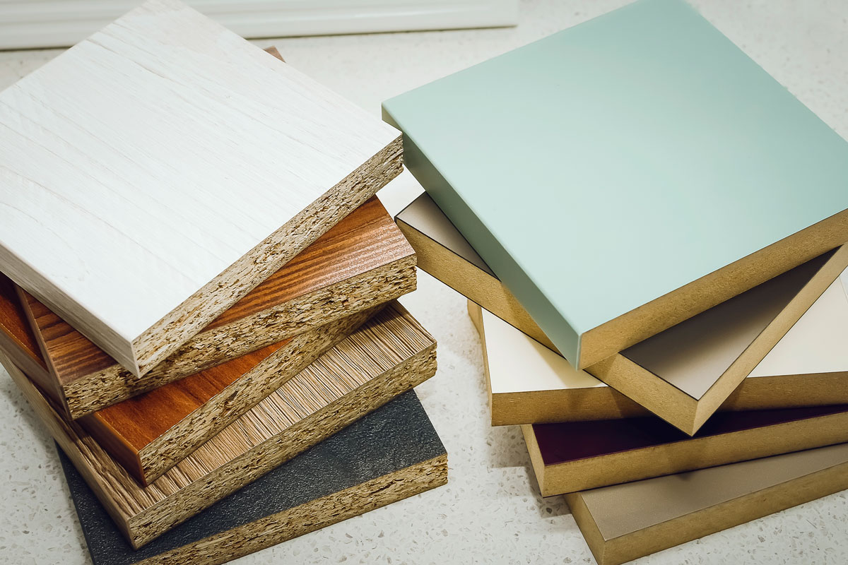 Different colors and panels of laminated MDF boards