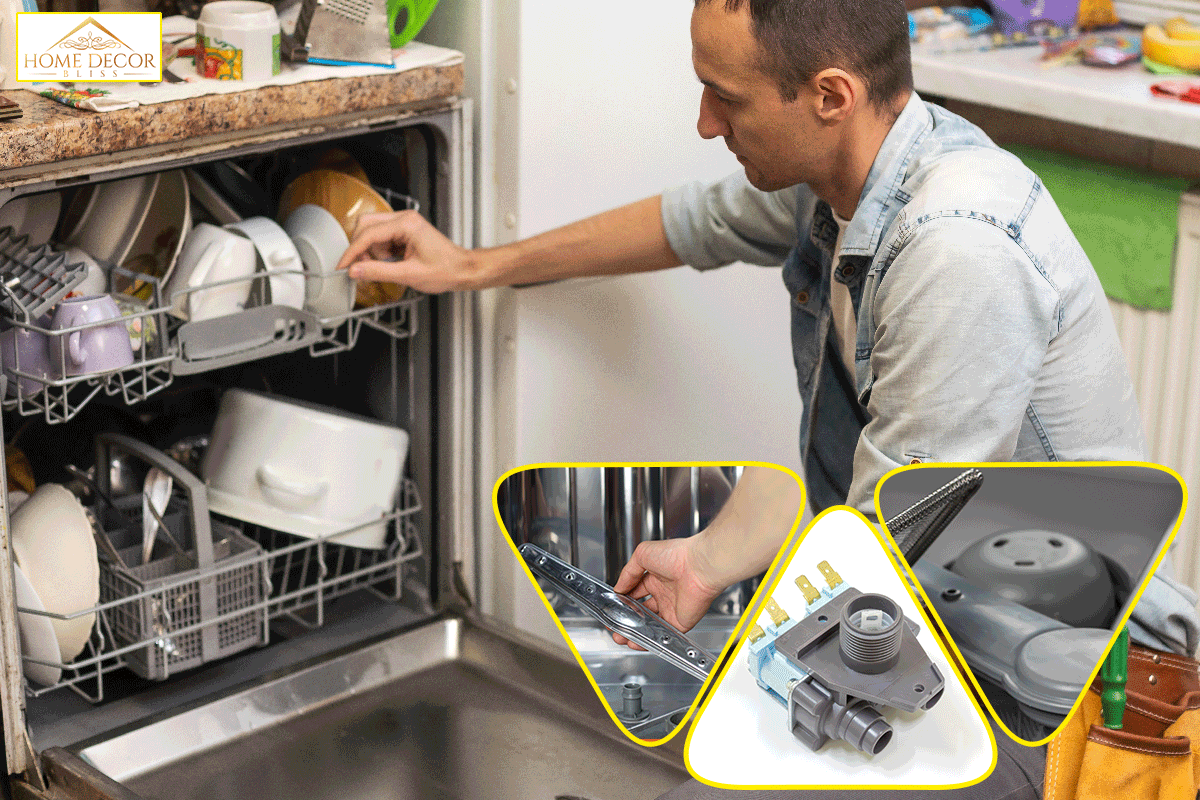 Plumber repairing dishwasher machine, Dishwasher Not Spraying Water: What To Do?