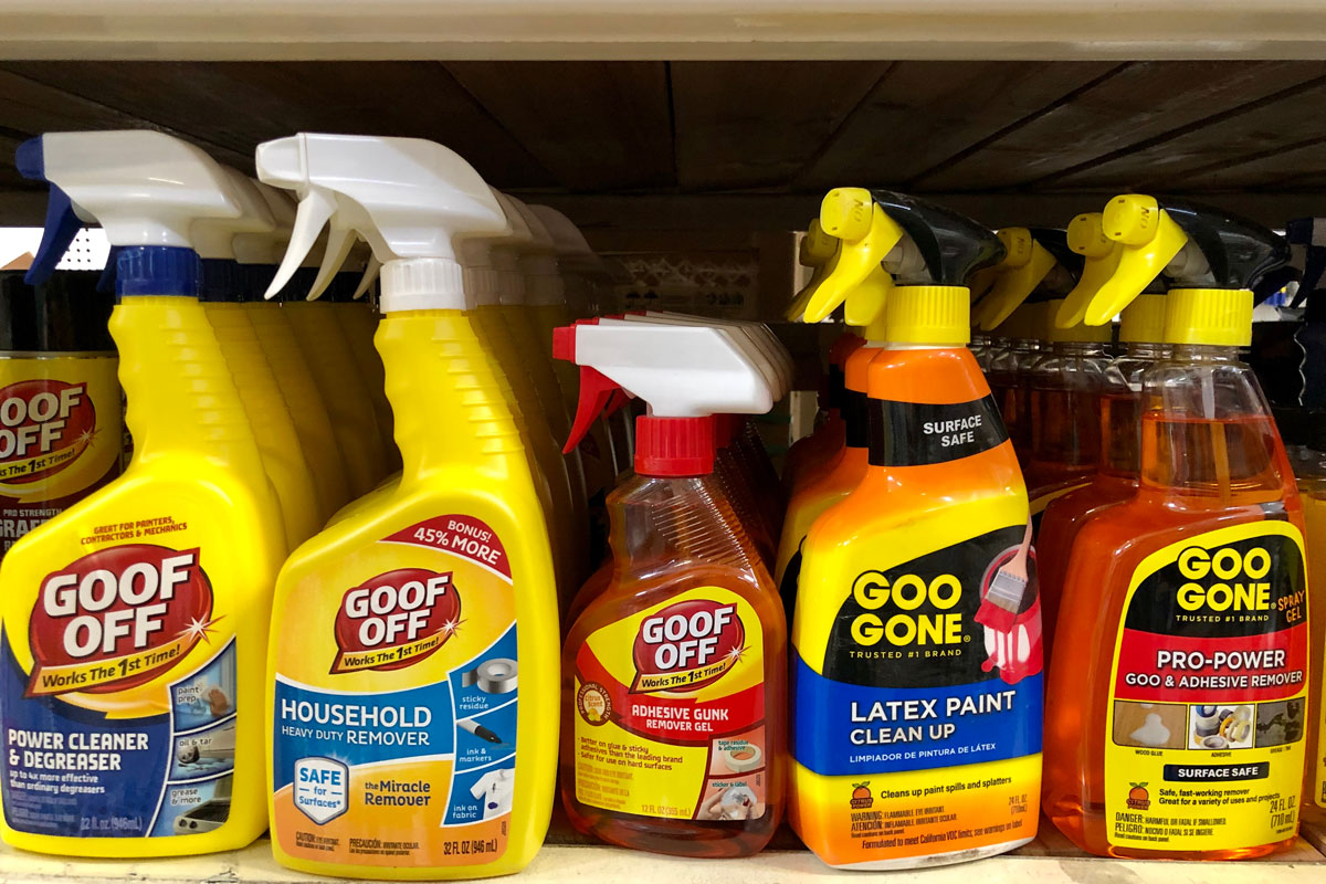 Goo off and Goo Gone products on the store shelf