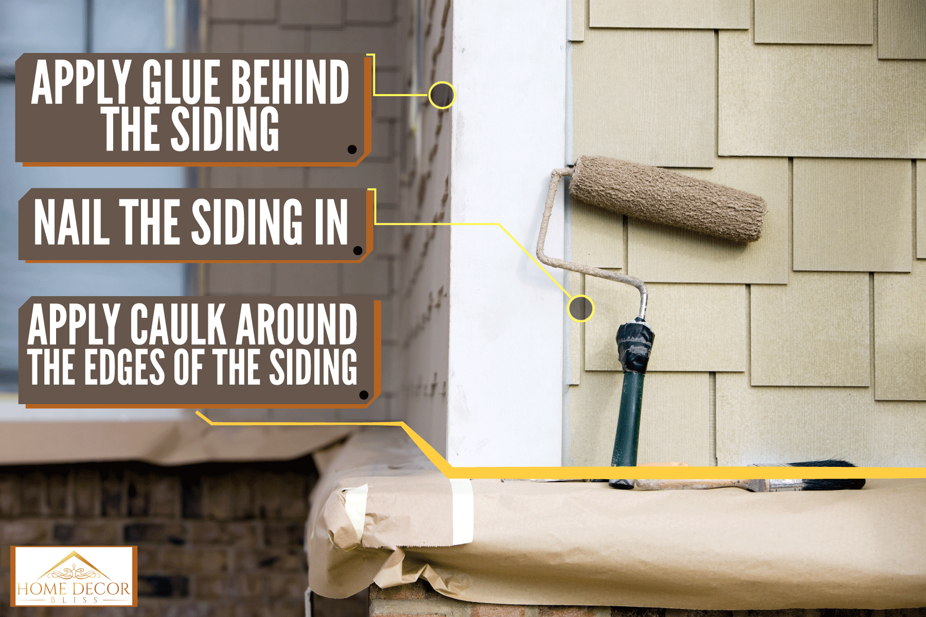 Painting the trims of the house with color white, How To Fill Gap Between Brick And Siding