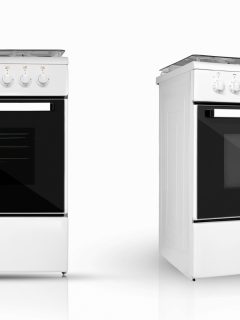 modern household kitchen oven in two review provisions on a white background. kitchen appliances - How To Find The Model Number On A Kenmore Stove