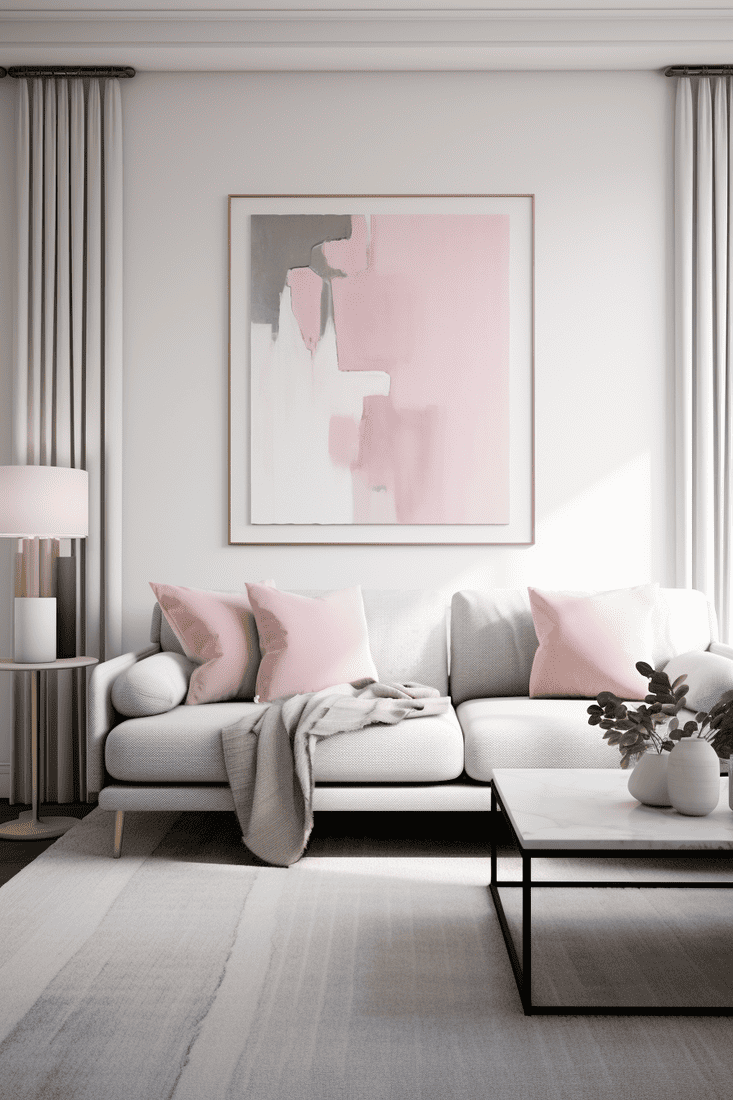 Picture a grey throw blanket beautifully complementing cream-colored rugs and a pink throw blanket harmonizing with grey rugs